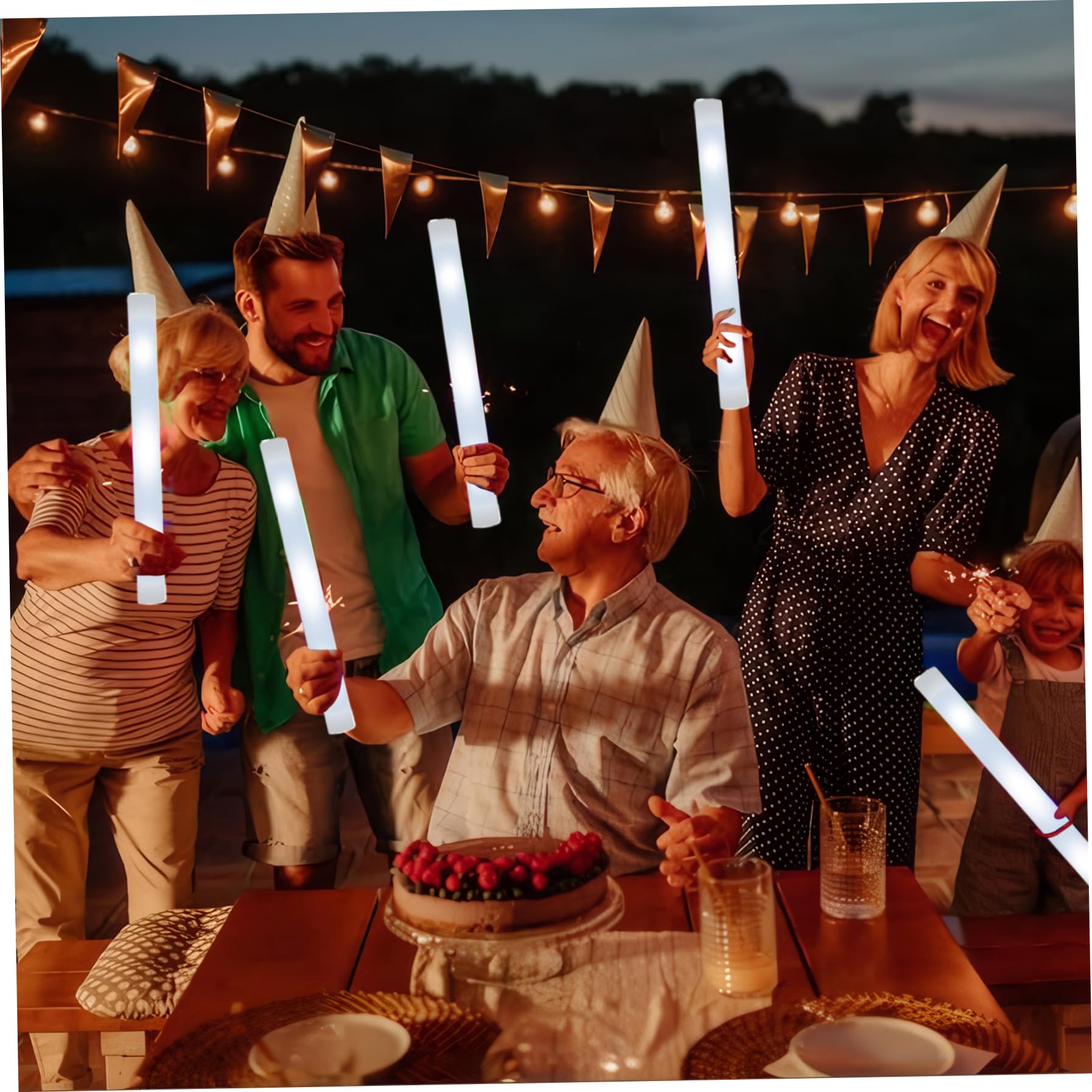 Bâtons Lumineux LED En Mousse - Lot De 20 | 48 Cm Blanc | Autonomie 10h | Pour Fête, Rave, Anniversaire, Carnaval