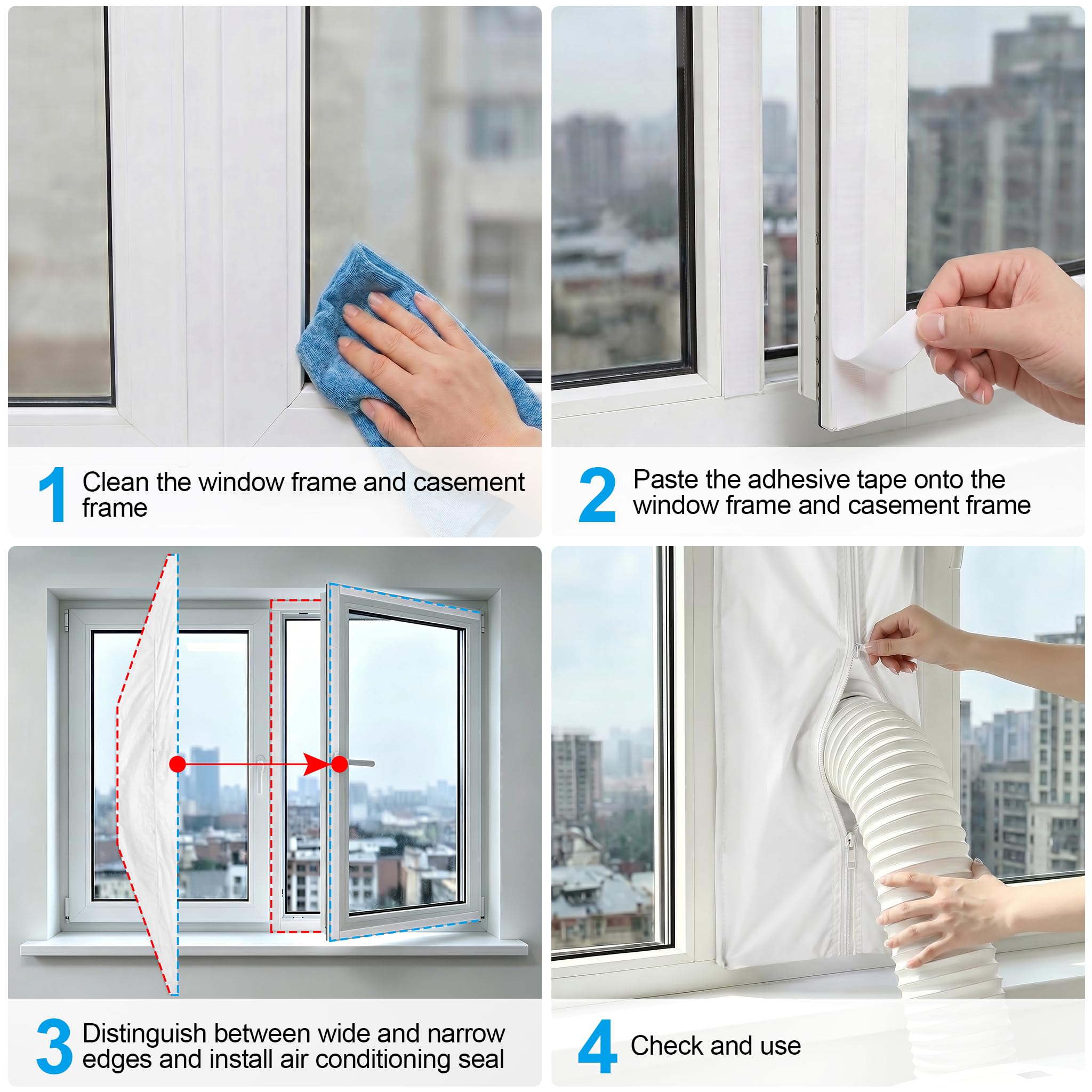 MYCARBON Sello de Ventana de Aire Acondicionado 560 cm con Cremallera Cinta