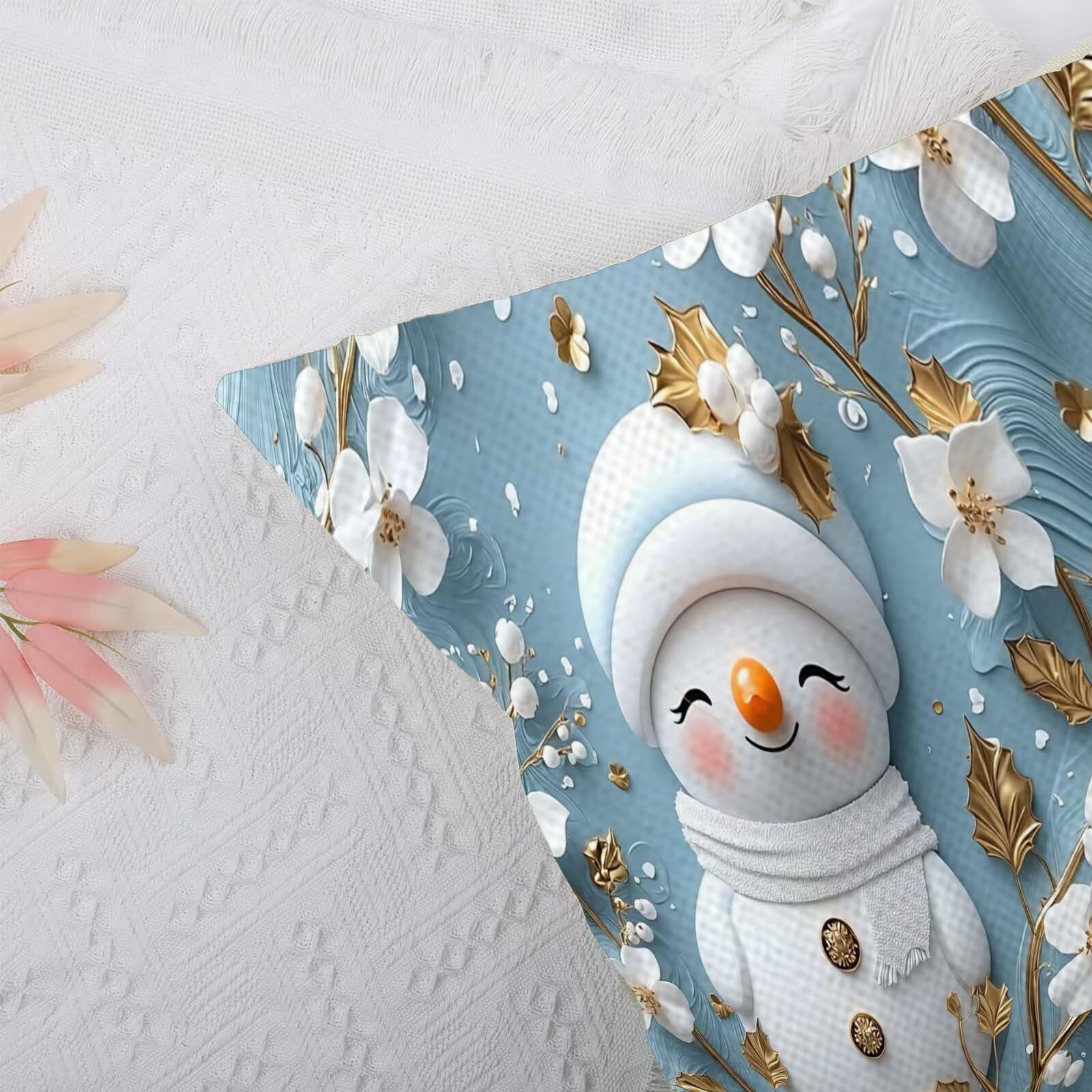 Cuscini Per Divano 50x50cm Set di 4 Cuscini da Esterno Divano Bianco Cuscino Esterno Decorativo in Piazza Estate Lino Impermeabile Cuscino Outdoor Pillowcase, Decorazione Del Giardino Fiore Y-2