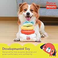 Vista 4 de Fisher-Price Juguete de persecución y lanzamiento para mascotas Attack-A-Stack Juguete de anillo apilable, juguetes multifuncionales, juguetes