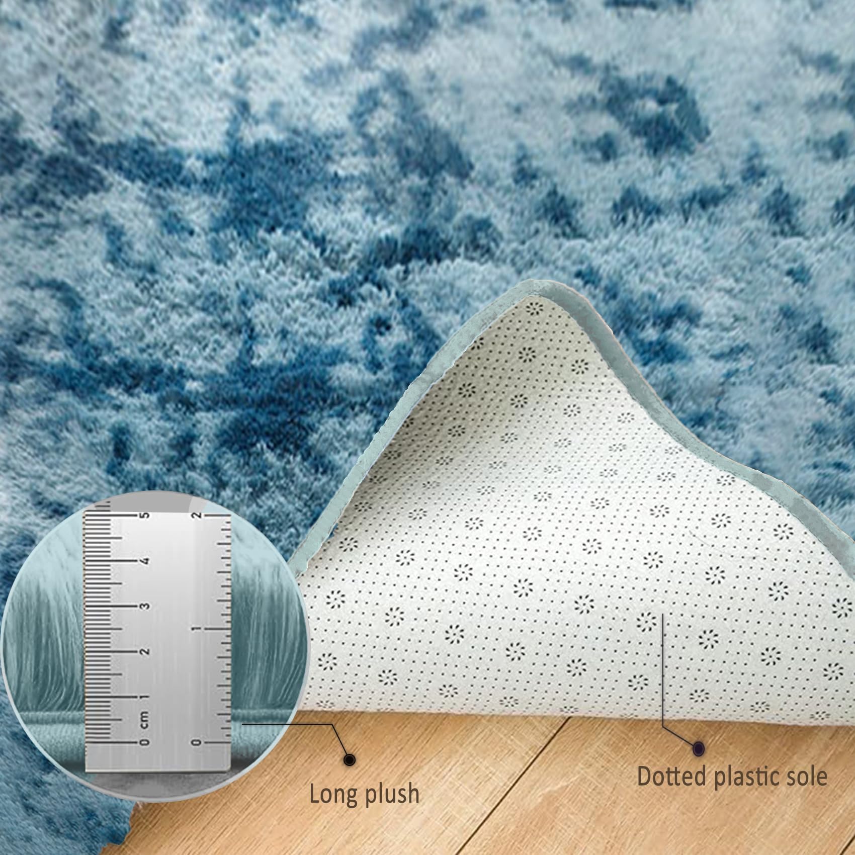 Alfombra Dormitorio 115 x 265 cm, Lavable Antideslizante, Resistente, Grandes Tamaños, Lavable en Lavadora, para Sala de Estar, Alfombra, para Sala de Estar, Azul Oscuro