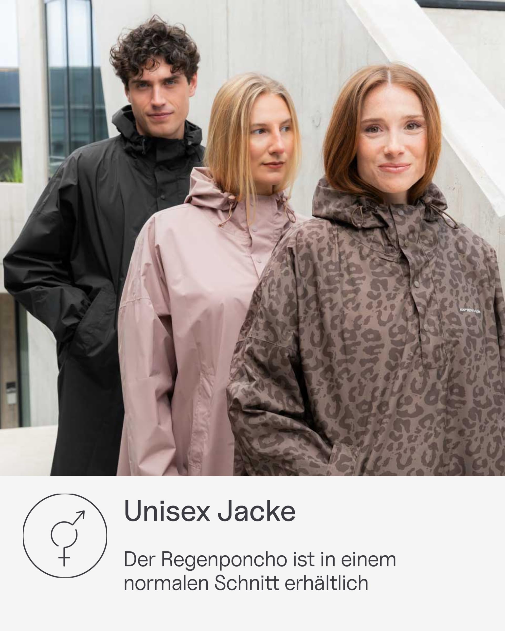 Kapten & Son Rechenponcho All Black, Sandstone, Leo Dark Brown | Regenjacke Unisex