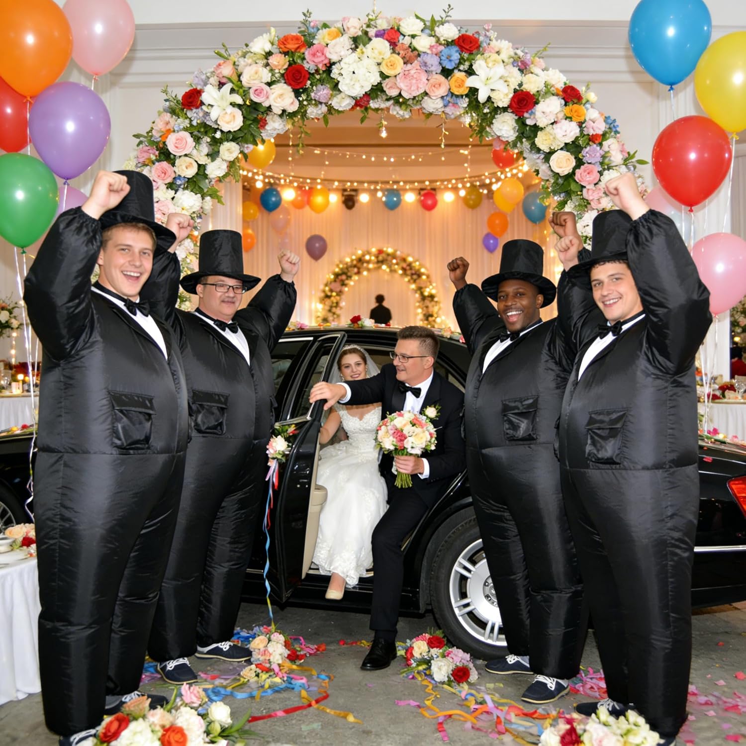 Inflatable Groom Costume for Adults Hilarious Tuxedo Blow Up Gentleman Suit for Halloween Bachelor Party Wedding Gift