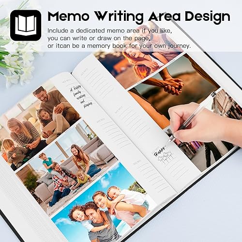 Miniatura 3 de Álbum de fotos de 4 x 6 pulgadas, cubierta con áreas de notas, álbum de fotos de 4 x 6, álbum de fotos de boda de 4 x 6, libro de fotos de 4 x 6 con