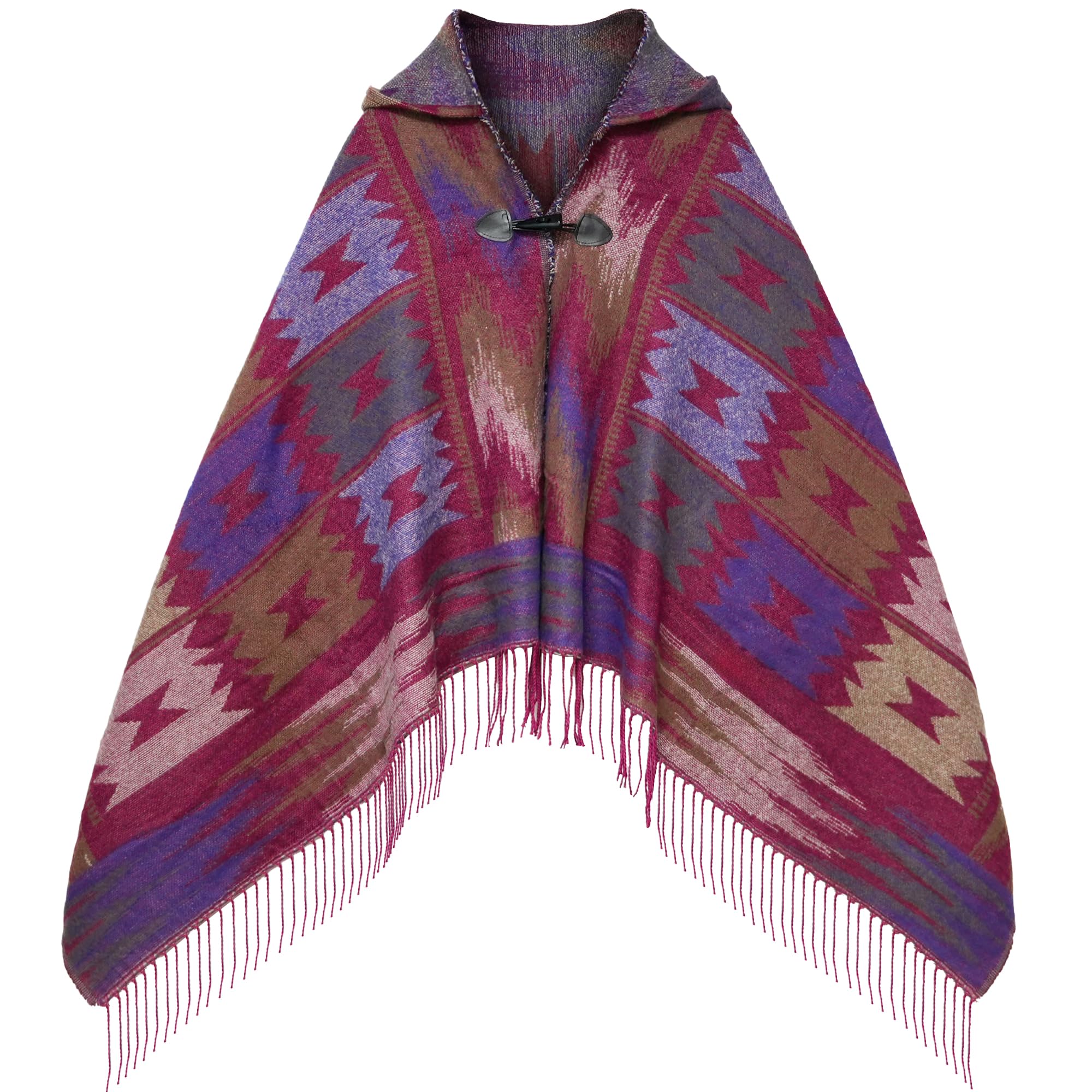 Uyuni Women's Bohemian Casual Shawl Fringe Poncho Cashmere Loose Vintage Patterned Cardigan