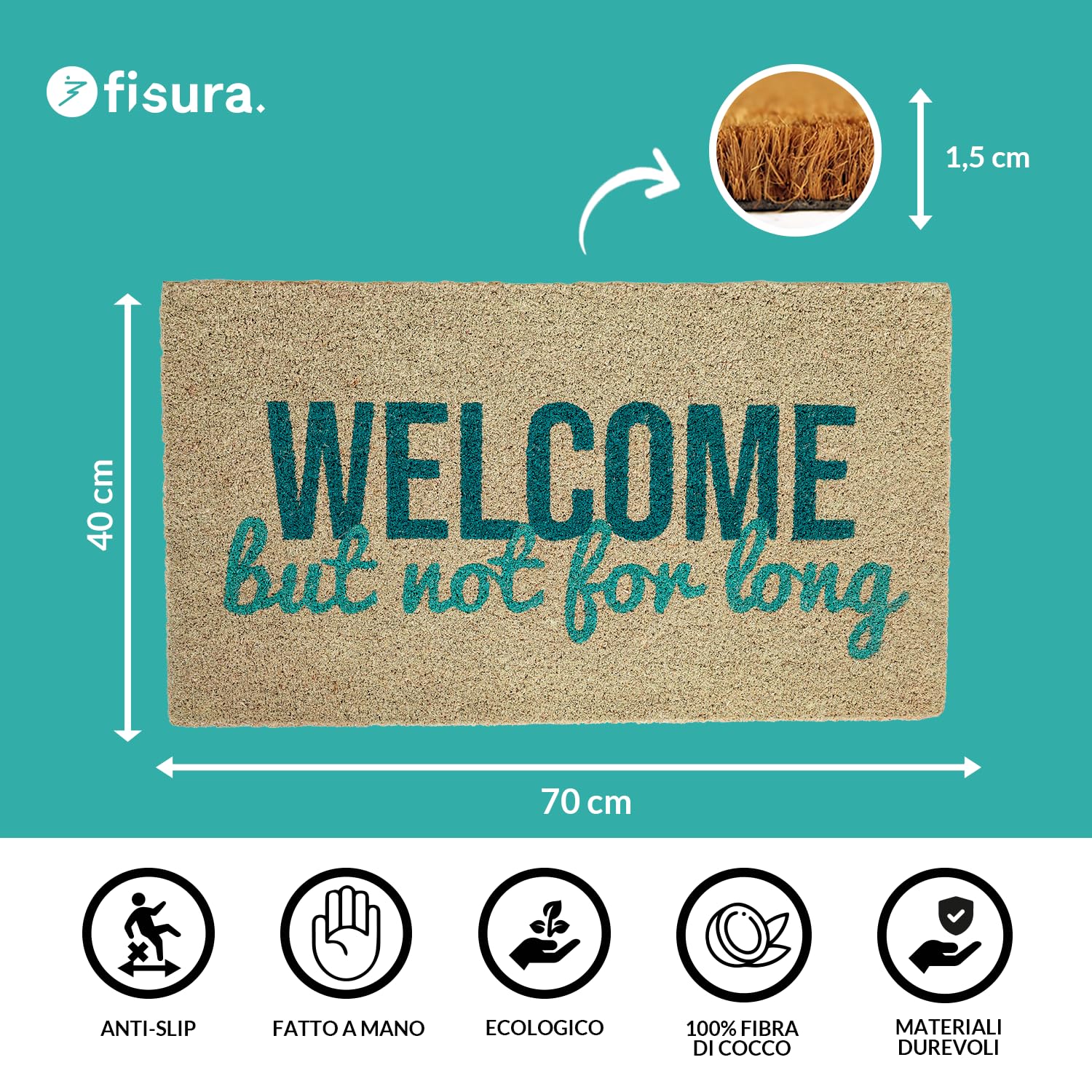 Zerbino Divertente Con Frase Welcome Ish Depends Who You Are And How Long You Stay – Finta Fibra Di Cocco 60x40 Cm – Antiscivolo Per Interni/esterni - 4