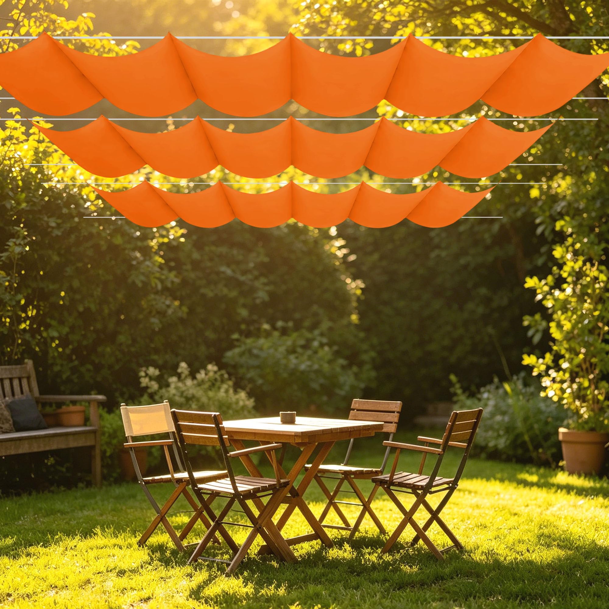 Voile ombrage rectangulaire vague orange 450x320 bâche extérieure