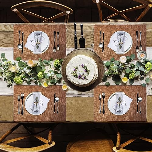 Miniatura 2 de Juego de 4 manteles individuales de piel sintética, manteles individuales de vinilo antideslizantes de doble cara, manteles individuales lavables,