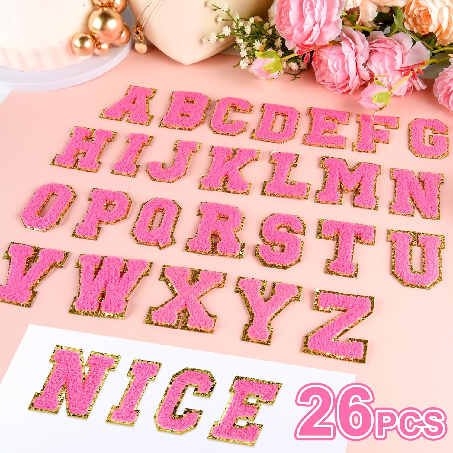 ASTARON 26 Self Adhesive Chenille Letter Patches, Cloth Patch DIY Accs image 3