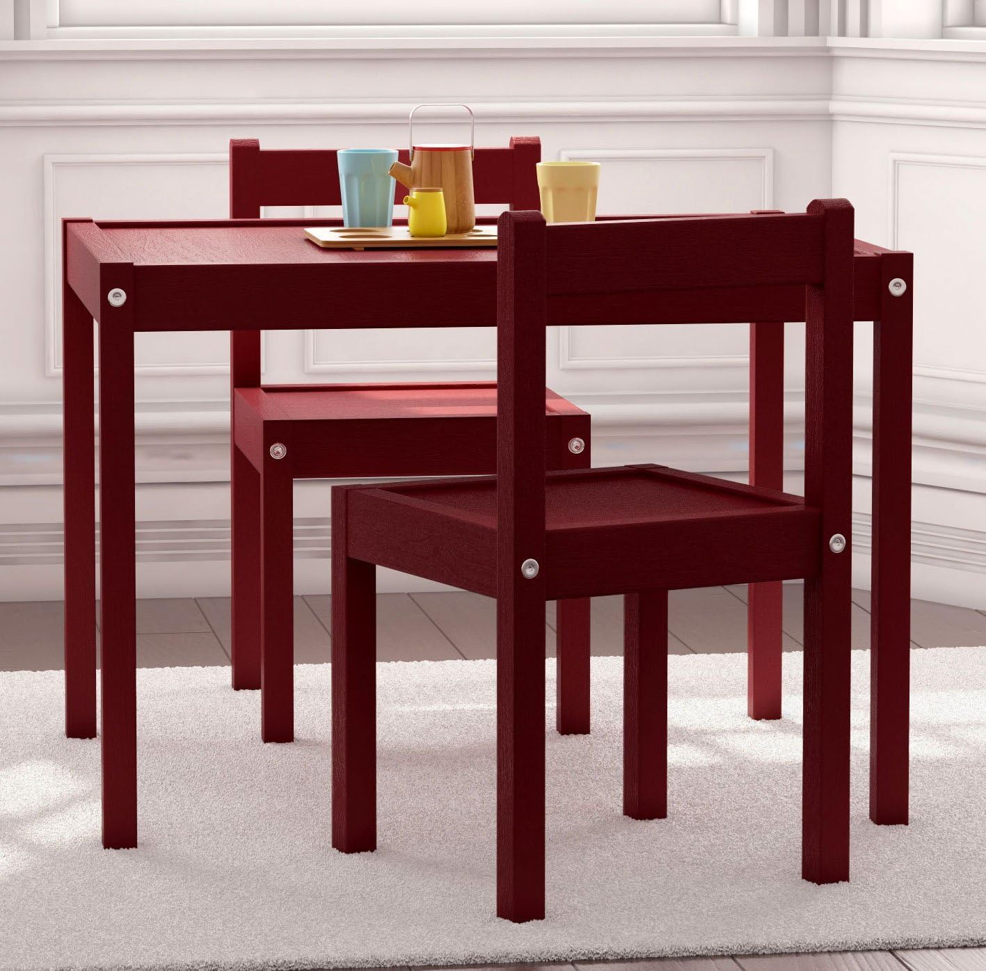 Fasthomegoods Kidโs Wooden 1 Table and 2 Chairs Set, Light Espresso