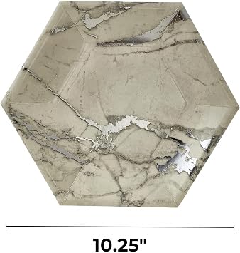 Silver Spoons SILVER MARBLE DESIGN PAPER PLATES | Hexagon Dinner Plates | Marble Collection | 18 PC | 10.25'