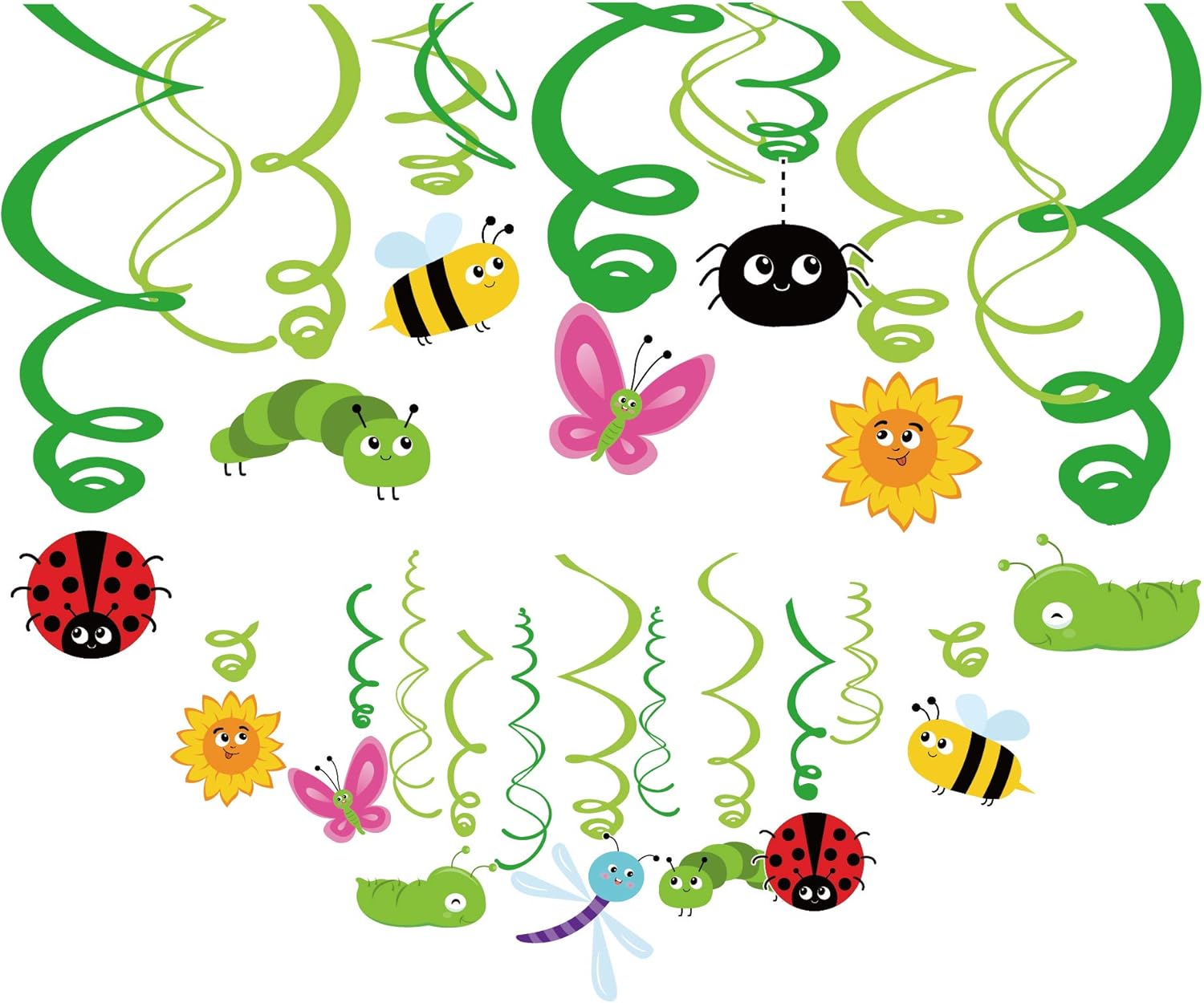 Amazon.com: Qaxdot Spring Summer Insects Hanging Swirl Decorations ...