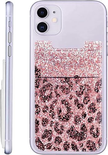 Billetera para teléfono celular, elástico de licra doble bolsillo para tarjeta de crédito y soporte para dinero, adhesivo para teléfono celular,