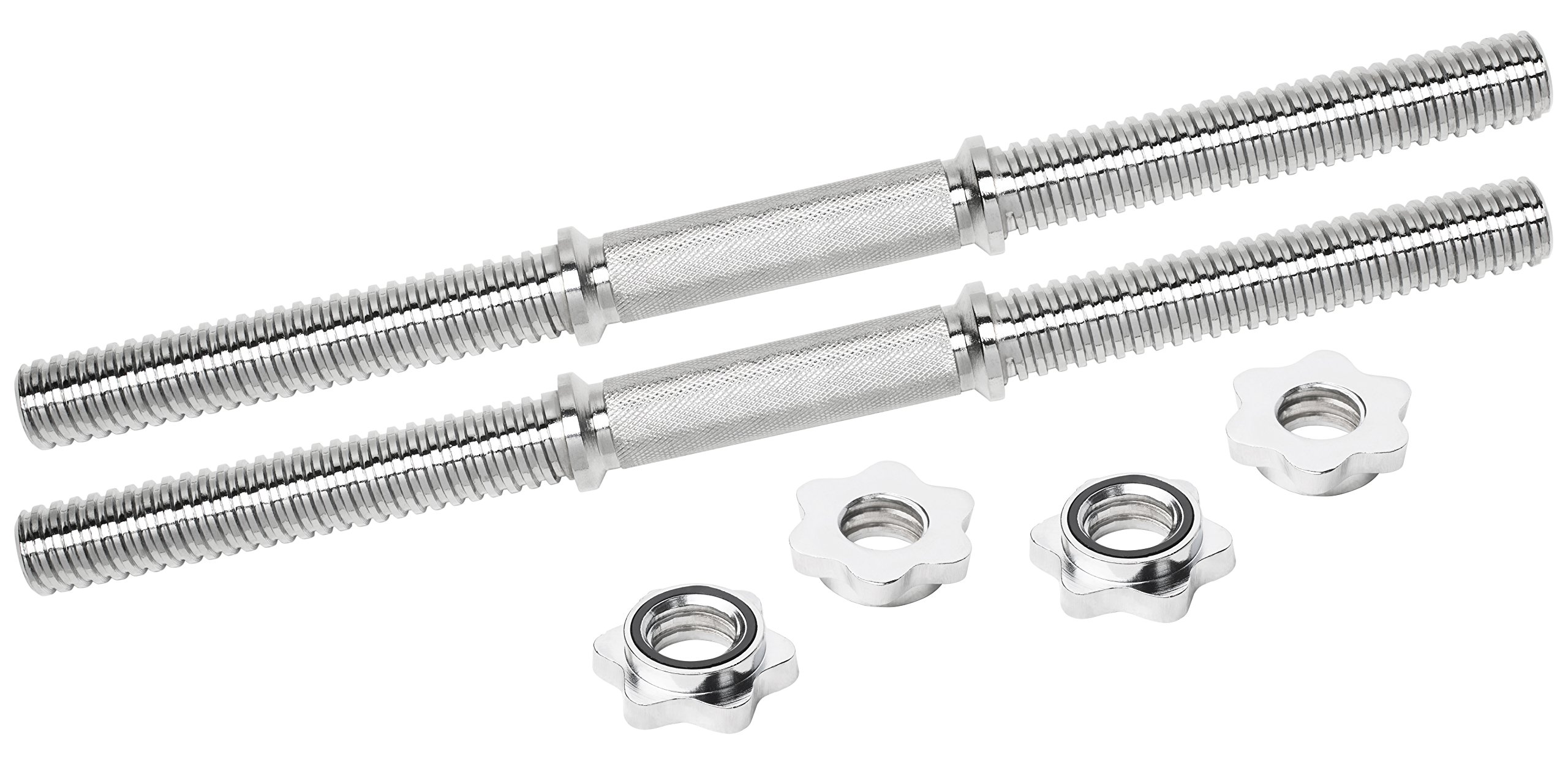 Bad Company Chrom Kurzhantelstange mit Gewinde-Auflageflächen inkl. Sternverschlüssen 30/31 mm I Kurzhanteln in 35/40/45 und 51 cm einzeln oder als 2er-Set I Max. Gewichtsbelastung von bis zu 80 kg