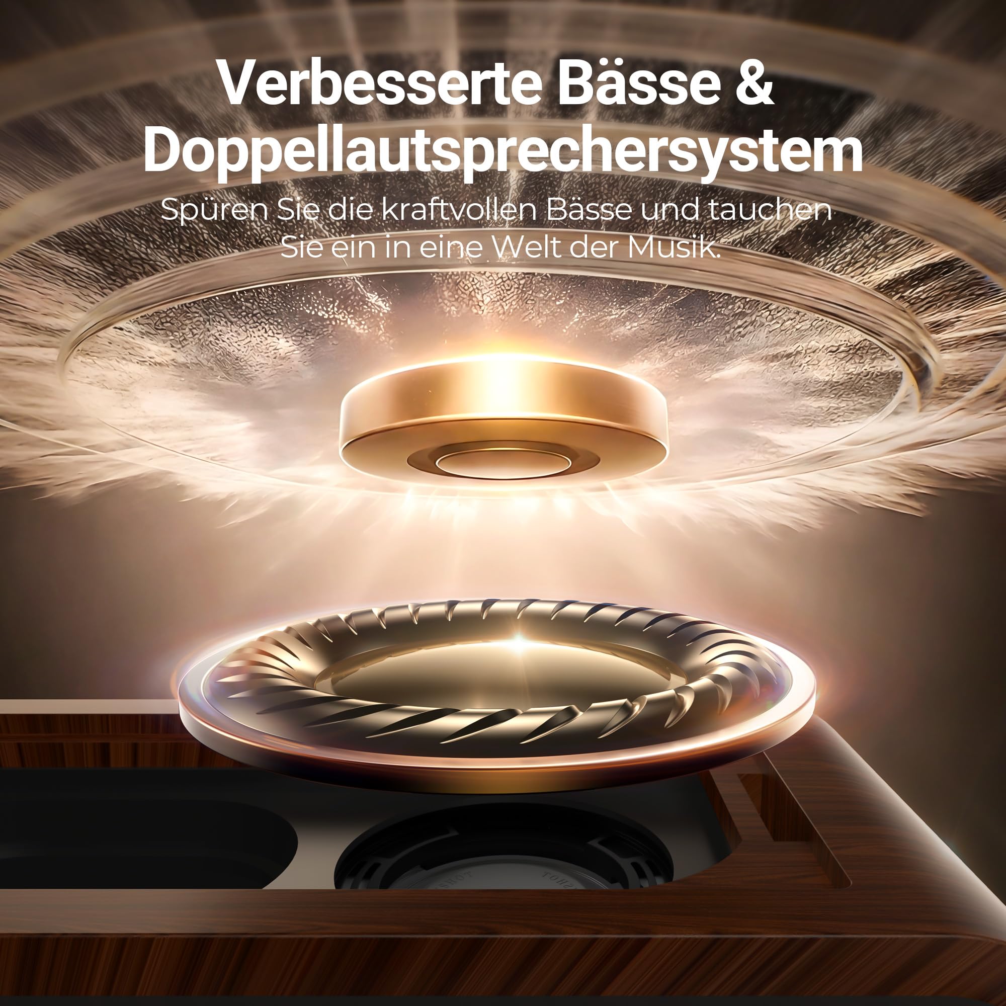 POFOTO Tragbarer CD-Player mit Bluetooth 5.3, Langer Akku, Bluetooth-Lautsprecher, LCD-Display, unterstützt Radio/USB/AUX, Vintage Desktop CD Spieler mit Lautsprecher – für Zuhause/Geschenk
