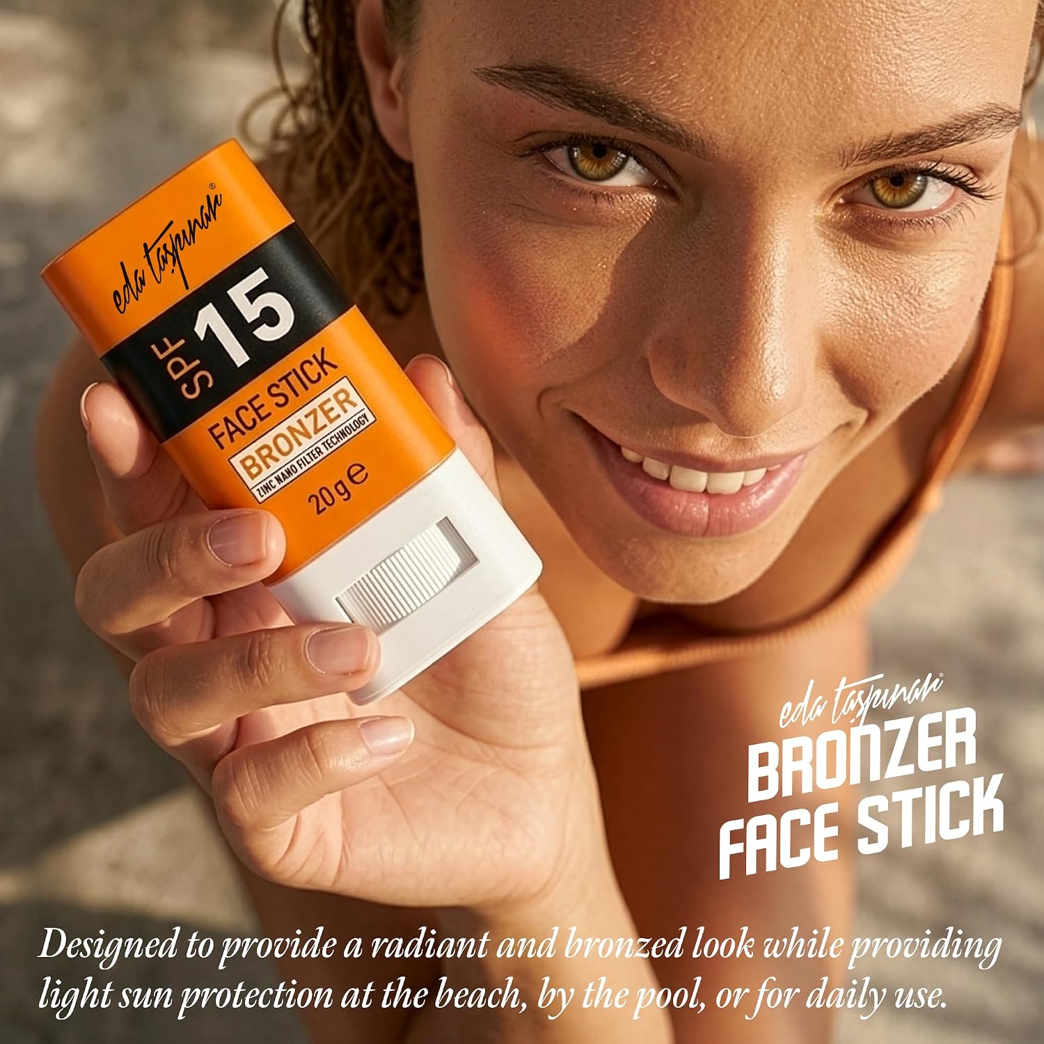 Eda Taspinar SPF 15 Bronzer Face Stick – Glow Sunscreen for Face I Lightweight Non Greasy Sun Protection – No White Cast – Travel Size Makeup Friendly Sun Stick (20 g/0.7 fl oz) 1 Pack