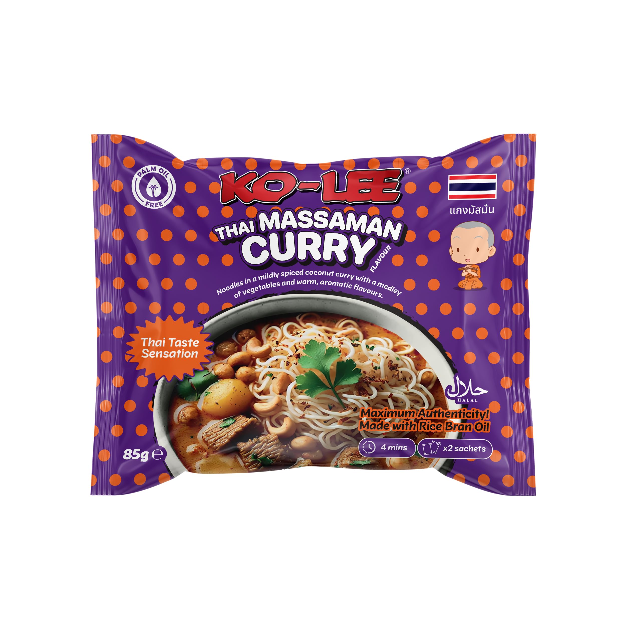 KOLEE Thai Sensation Instant Noodles – Massaman Curry Flavour | Rich & Aromatic Thai Classic | 85g (Pack of 22)