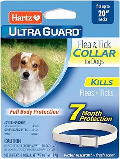 Hartz UltraGuard Flea & Tick Collar for Dogs & Puppies - 7 Months Protection, Water-Resistant, Fresh Scent, Up to 20" Necks