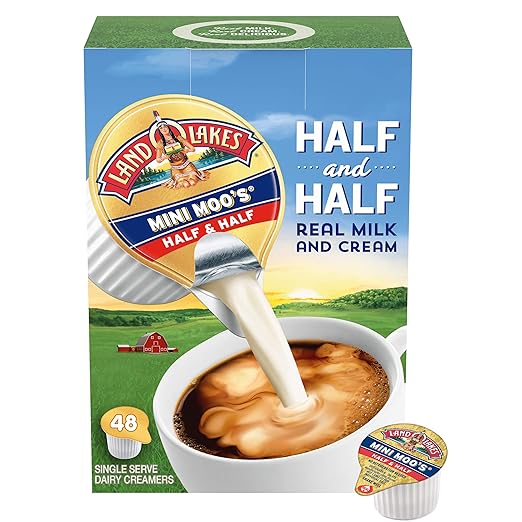 Land O' Lakes Mini Moo’s Half & Half Creamer Singles, Shelf-Stable, 48 Count (Pack of 4)