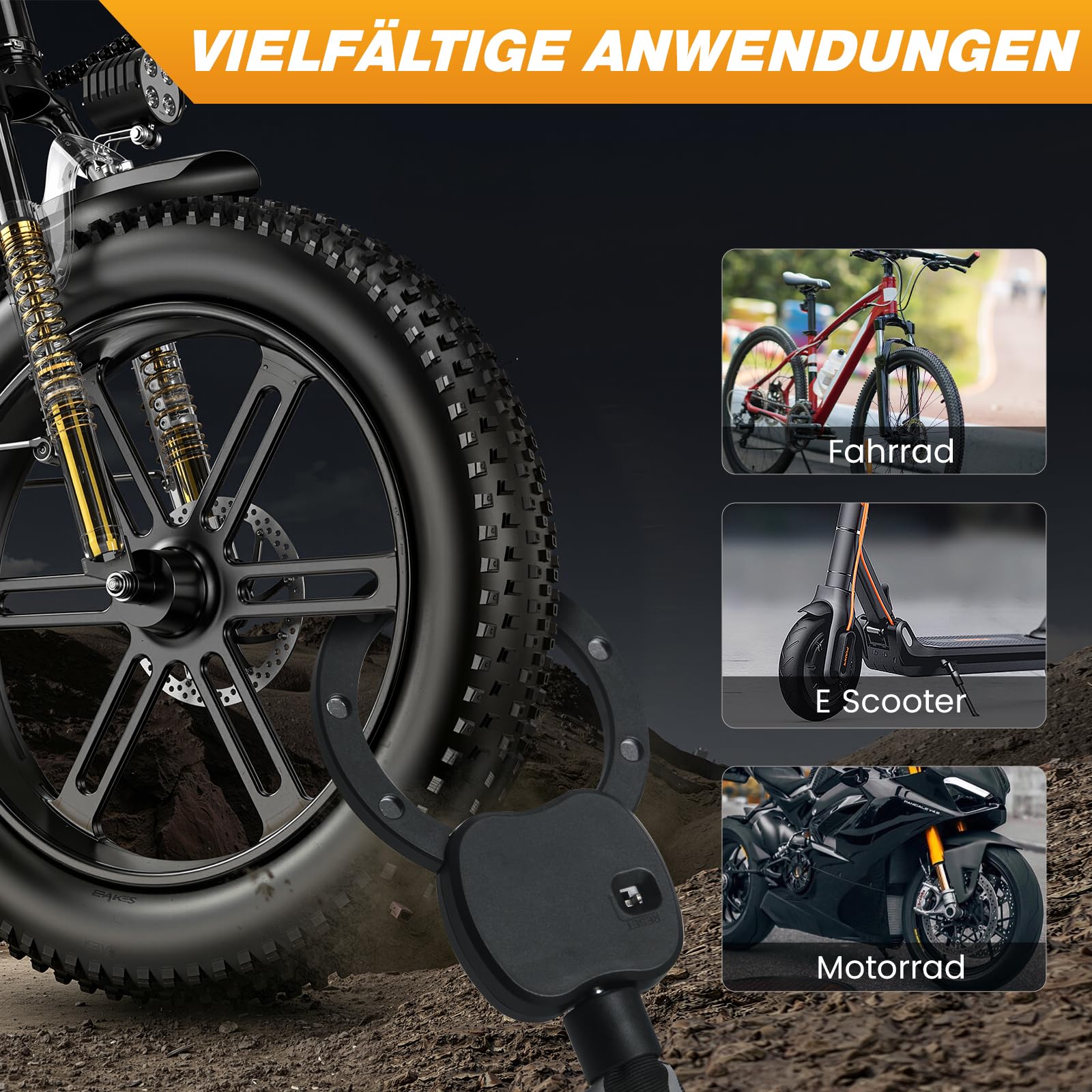 E Scooter Schloss mit Zahlencode, Handschellenschloss Hohe Sicherheit