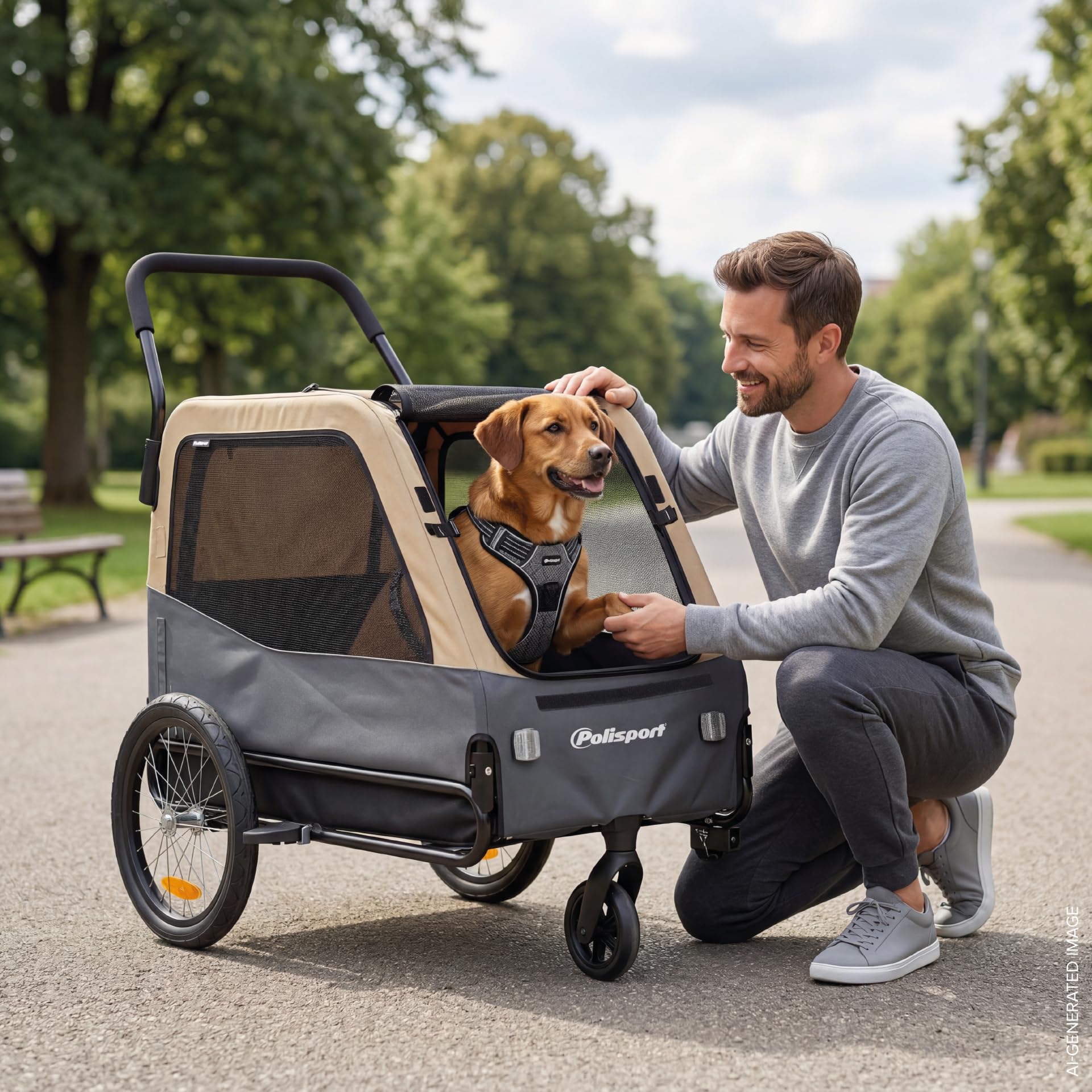 Polisport Hundeanhänger & 2-in-1-Kinderwagen Größe M & XL