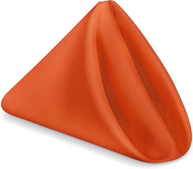 KICHLY Cloth Napkins [24 Pack, Orange] 43x43cm, 100% Polyester Dinner Napkins with Hemmed Edges, Washable Napkins Ideal for Parties, Weddings and Dinners