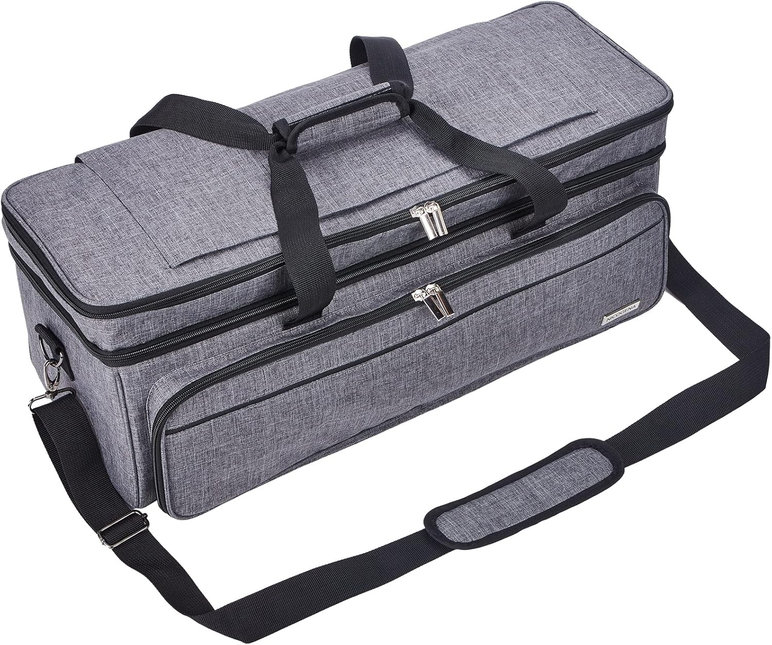 NICOGENA Double Layer Carrying Case with Mat Pocket for Cricut Maker 4, Explore 4, Multi Large Front Compartments for Tools, Accessories and Supplies, Grey