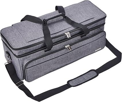 Double Layer Carrying Case with Mat Pocket for Cricut Maker 4, Explore 4, Multi Large Front Compartments for Tools, Accessories and Supplies, Grey