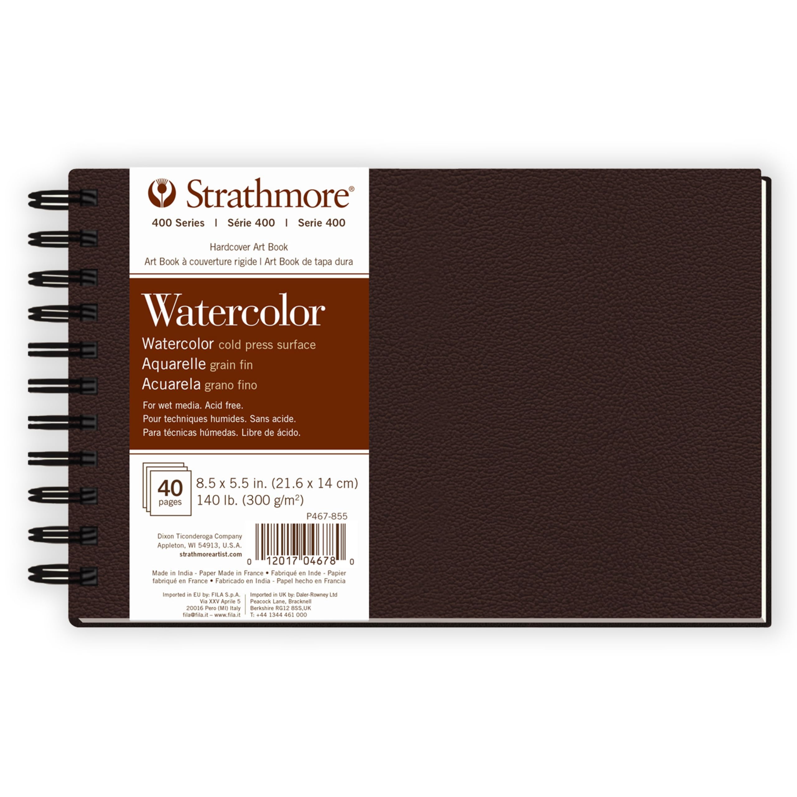 400 Series Watercolor Paper Art Book, Matte Brown Cover, Natural White, Side Wire Binding…