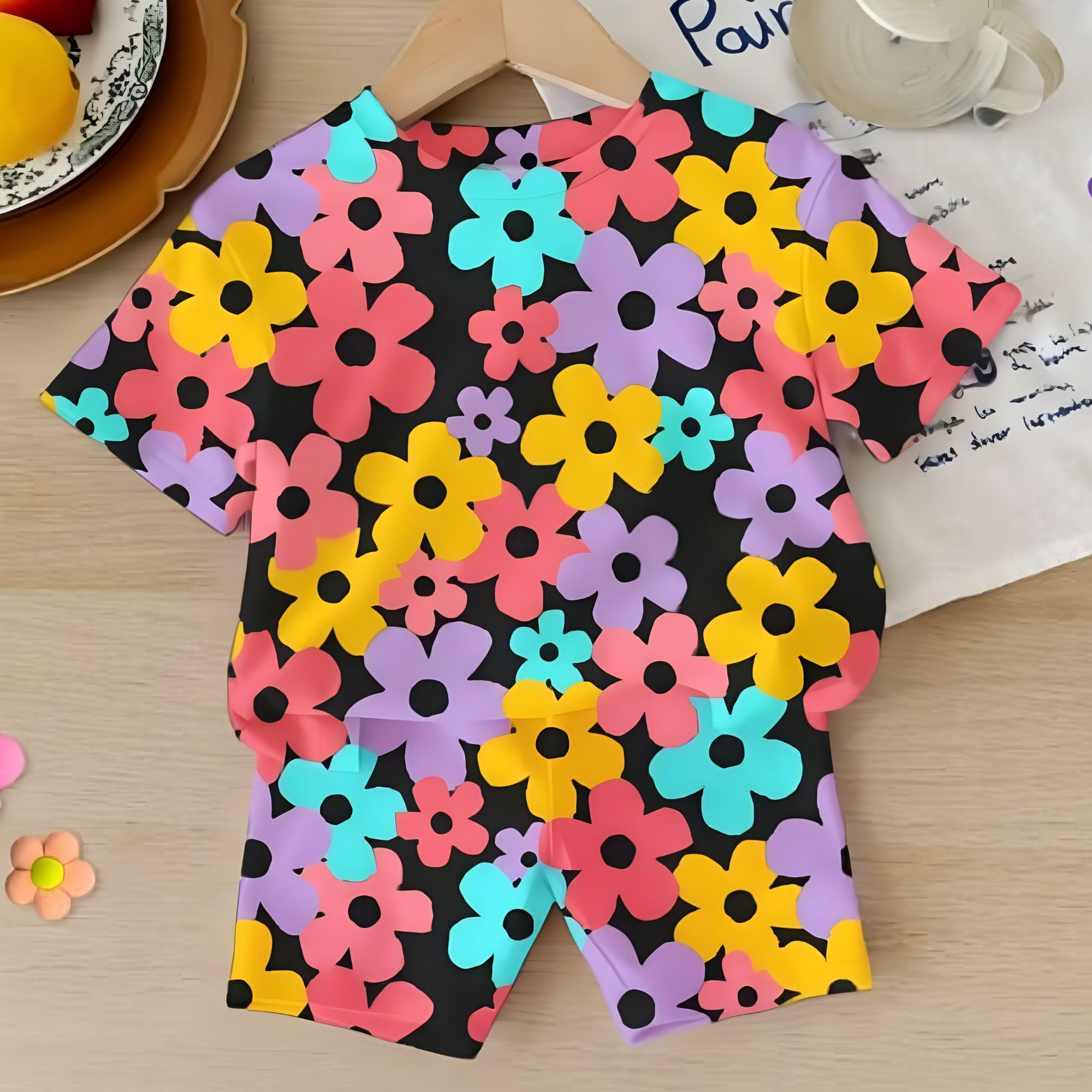 4YOU Dresses Beautiful Cotton Blend Fabric with Beautiful Print Tshirt and Half Pant For Girls - Image 3 thumbnail