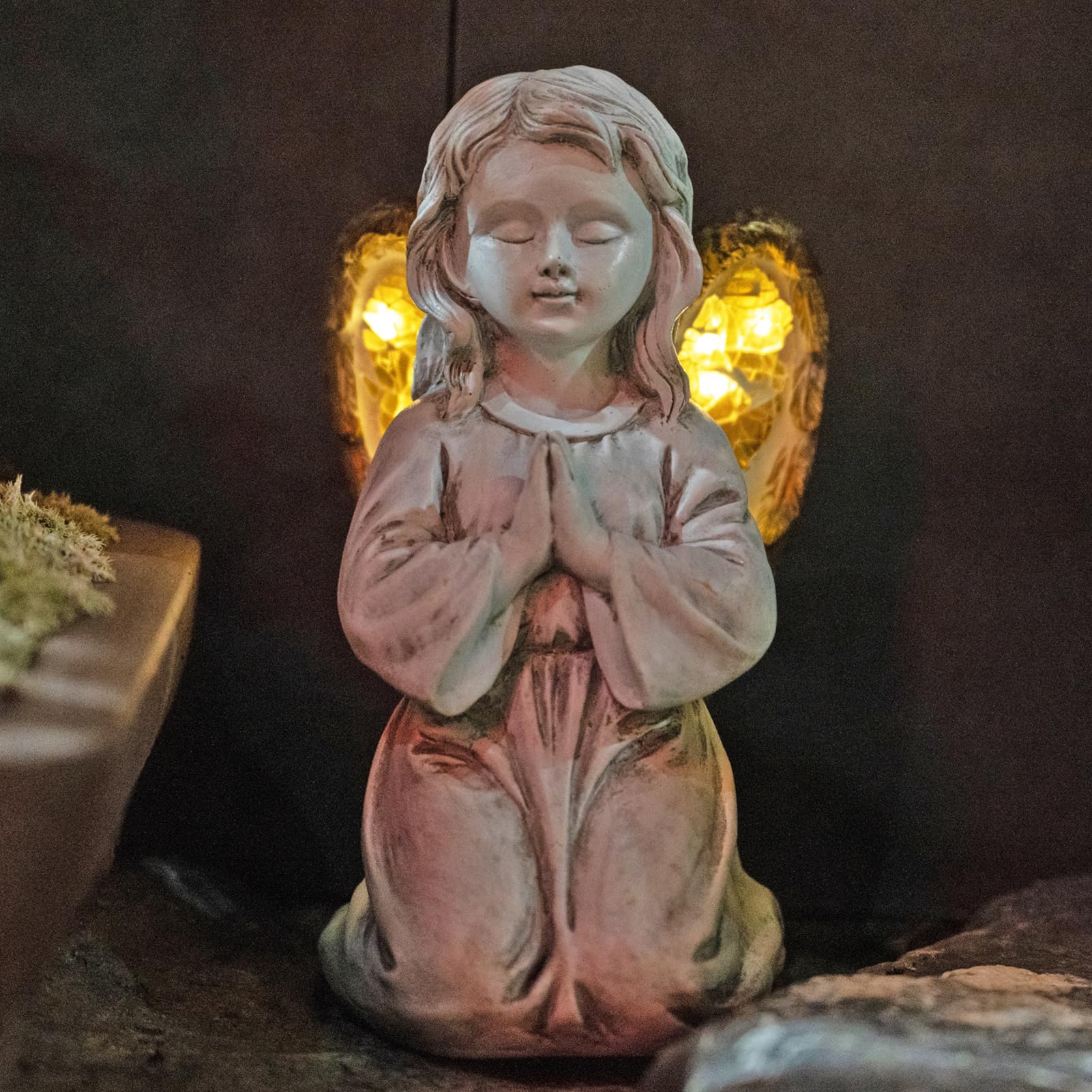 Outdoor Decor - Angel Statue, Solar Powered, Praying Angel for Patio, Lawn, Porch