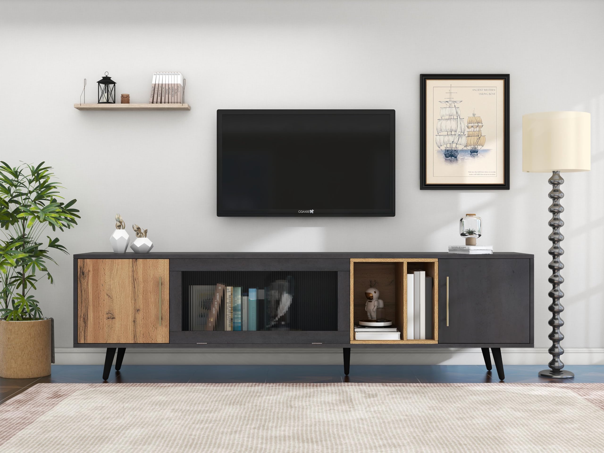 scaffale TV elegante per 90 pollici regolabile