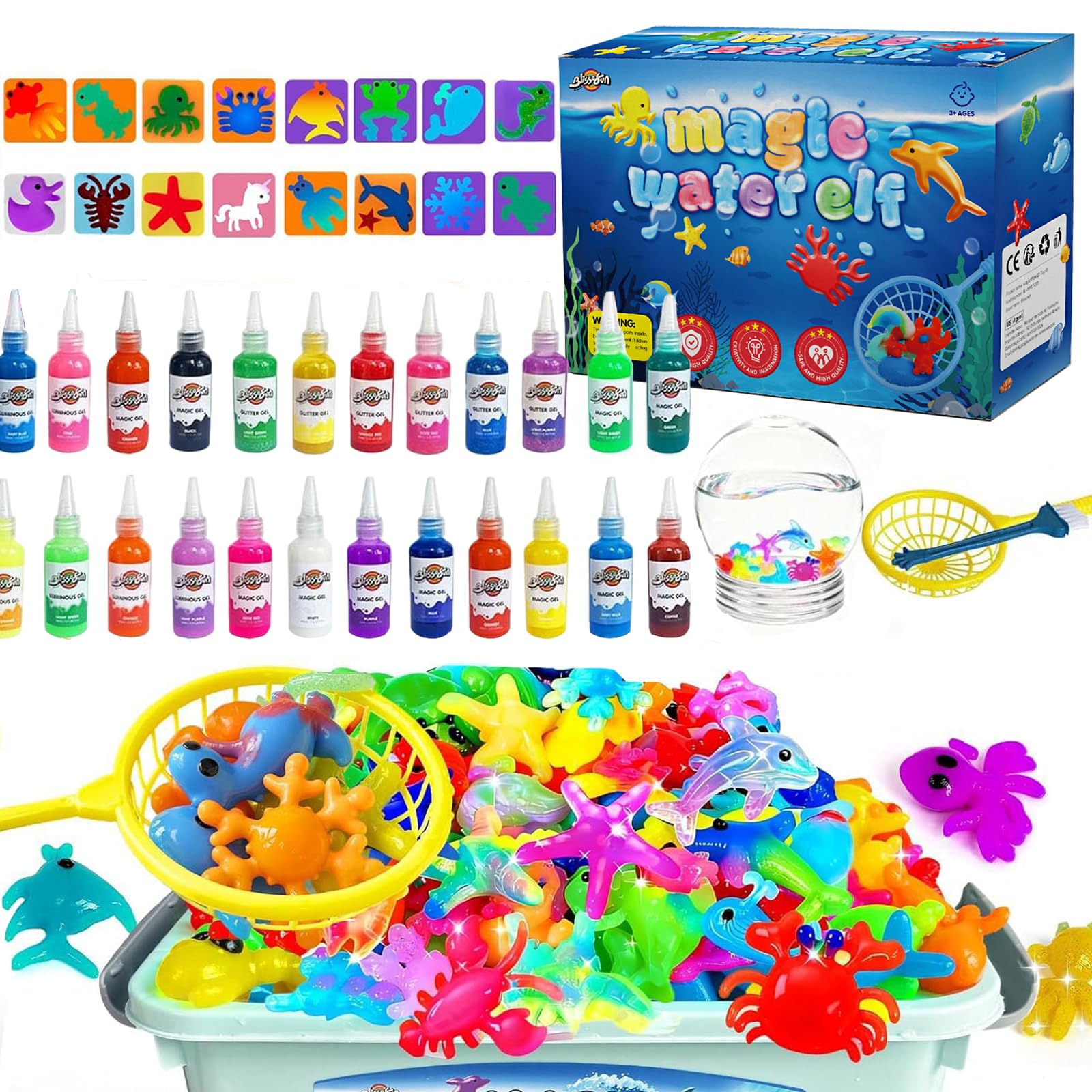 Facaihy Aqua Fairy Magic Water Elf Kit DIY Toys, Magic Toy Kit, Aqua Gelz Kits for Kids, 24 Molds & 20 Gels, Educational Gift for Boys Gifts Ages 4 5 6 7 8