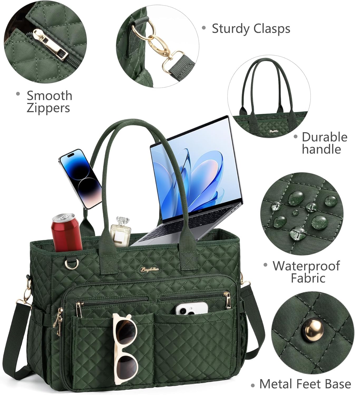 Teacher Bags for Women, 15.6 inch Laptop Work Tote Bag Quilted Nurse Bible Computer Shoulder Bag for School Travel | Dream Tote Work Bag, with 40oz Cup Holder, Insulated Pocket, Zipper & Strap, Office Briefcase, Ideal Gift for Women - Image 7