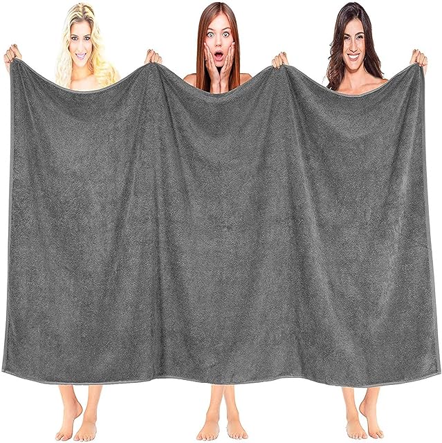 Bath Sheets Extra Large Charcoal Oversized 96x180cm 100% Cotton Jumbo 515Gsm Egytian Cotton Style Thick Absorbent Super Soft Lint Free Supreme Quality Quick Dry Gift Wrapped Hotel Quality