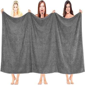 Bath Sheets Extra Large Oversized 96 x 180 cm Charcoal Grey   100% Egyptian Cotton Style Bath Sheet Towel, Thick Soft Absorbent Jumbo Bath Towel, Hotel Quality Large Shower Towel for Adults
