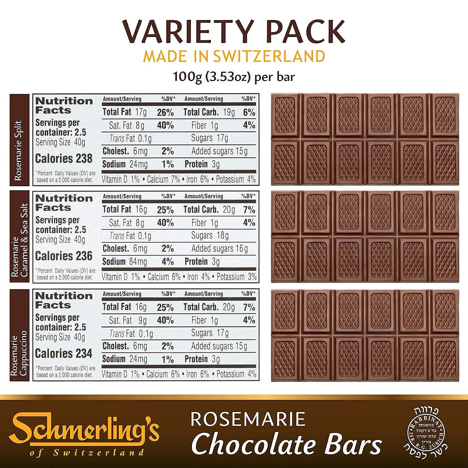 Schmerling's Premium Swiss Chocolate Kosher Chocolate Dark Chocolate