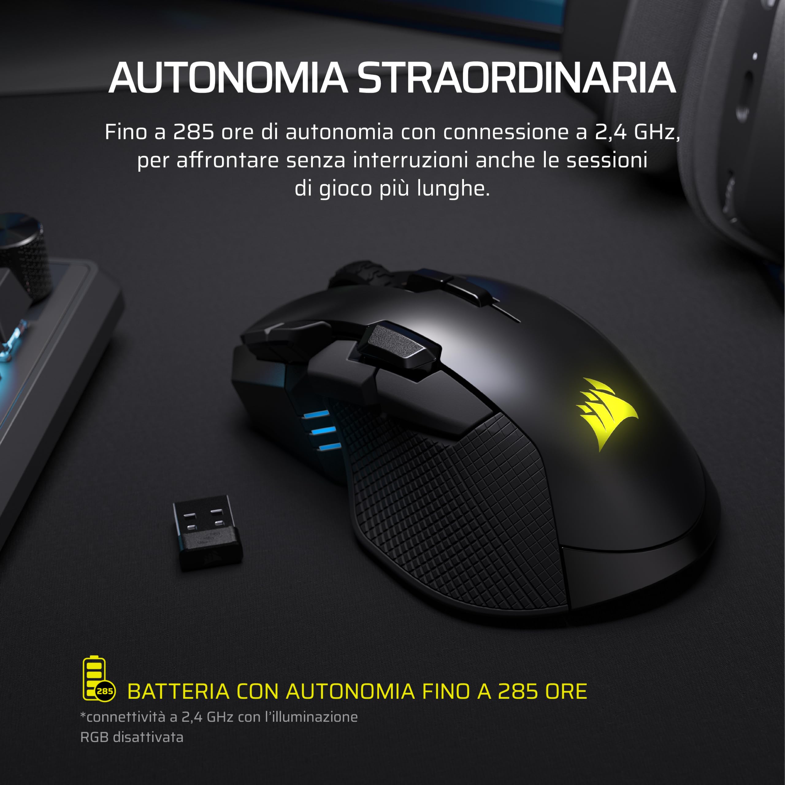 Corsair IRONCLAW WIRELESS SE (2026) Mouse Da Gioco – Nero | 26.000 DPI, Design Ergonomico per Mani Grandi, 10 Pulsanti Programmabili, Per MOBA, FPS, MMO