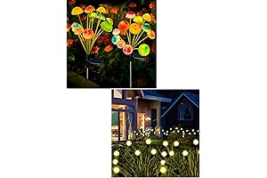 4 Pack Fankutoys Solar Firefly Lights & 2 Pack Solar Mushroom Lights