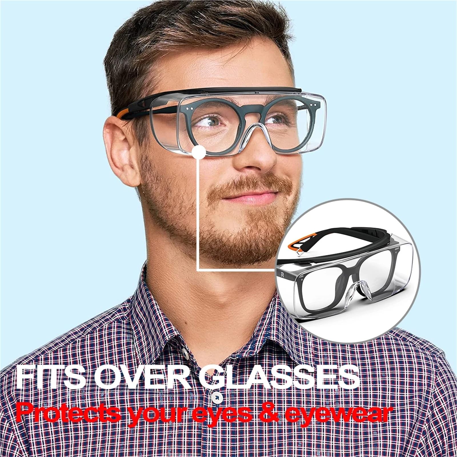 Antibeschlag-Schutzbrille mit transparenten Gläsern und Seitenschutz, Blaulichtfilter, Unisex-Schutzbrille