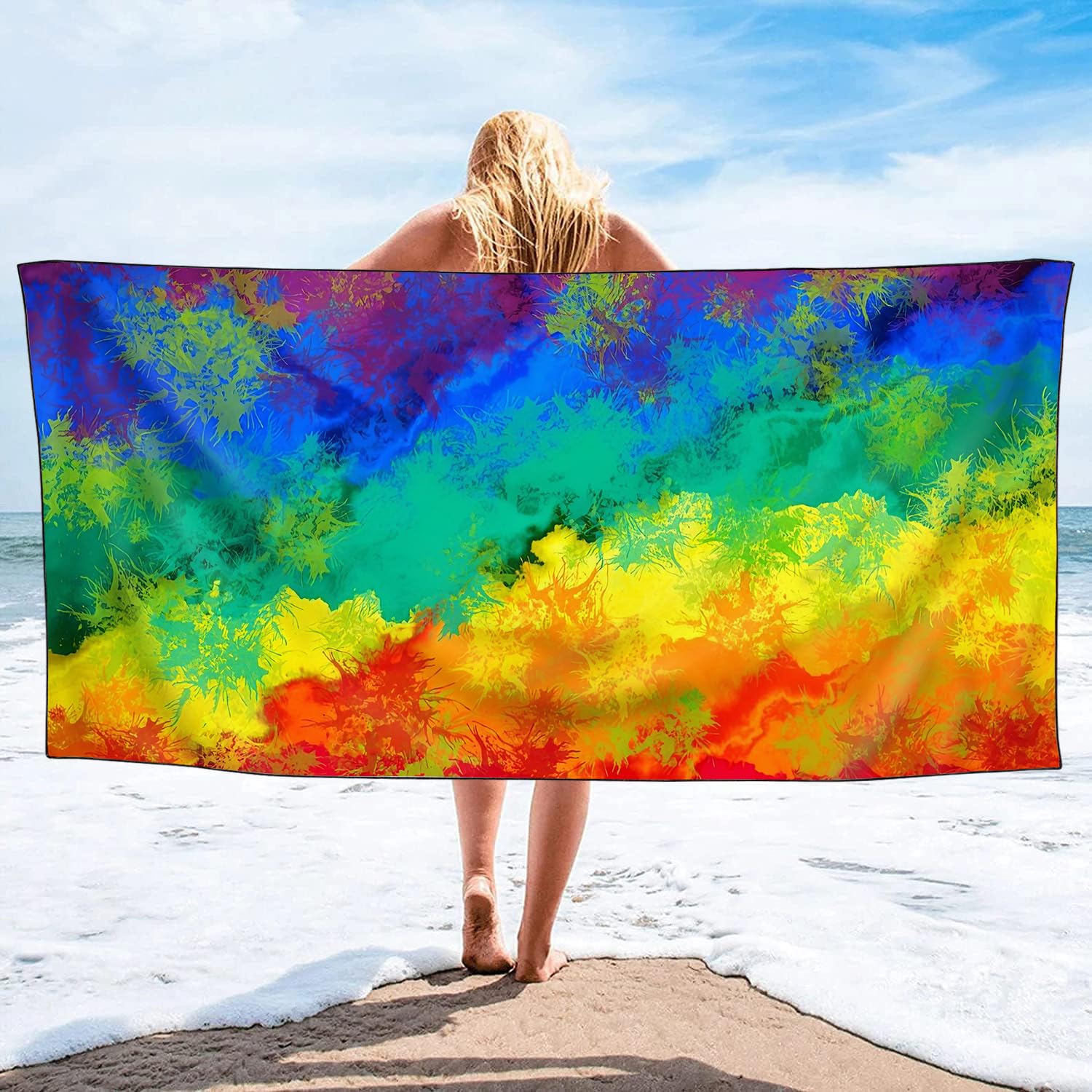 YISUMEI Tie Dye Beach Towels for Adults Extra Large 180x90cm, Microfibre Quick Dry Towel for Travel Swimming Camping Sports - Image 2