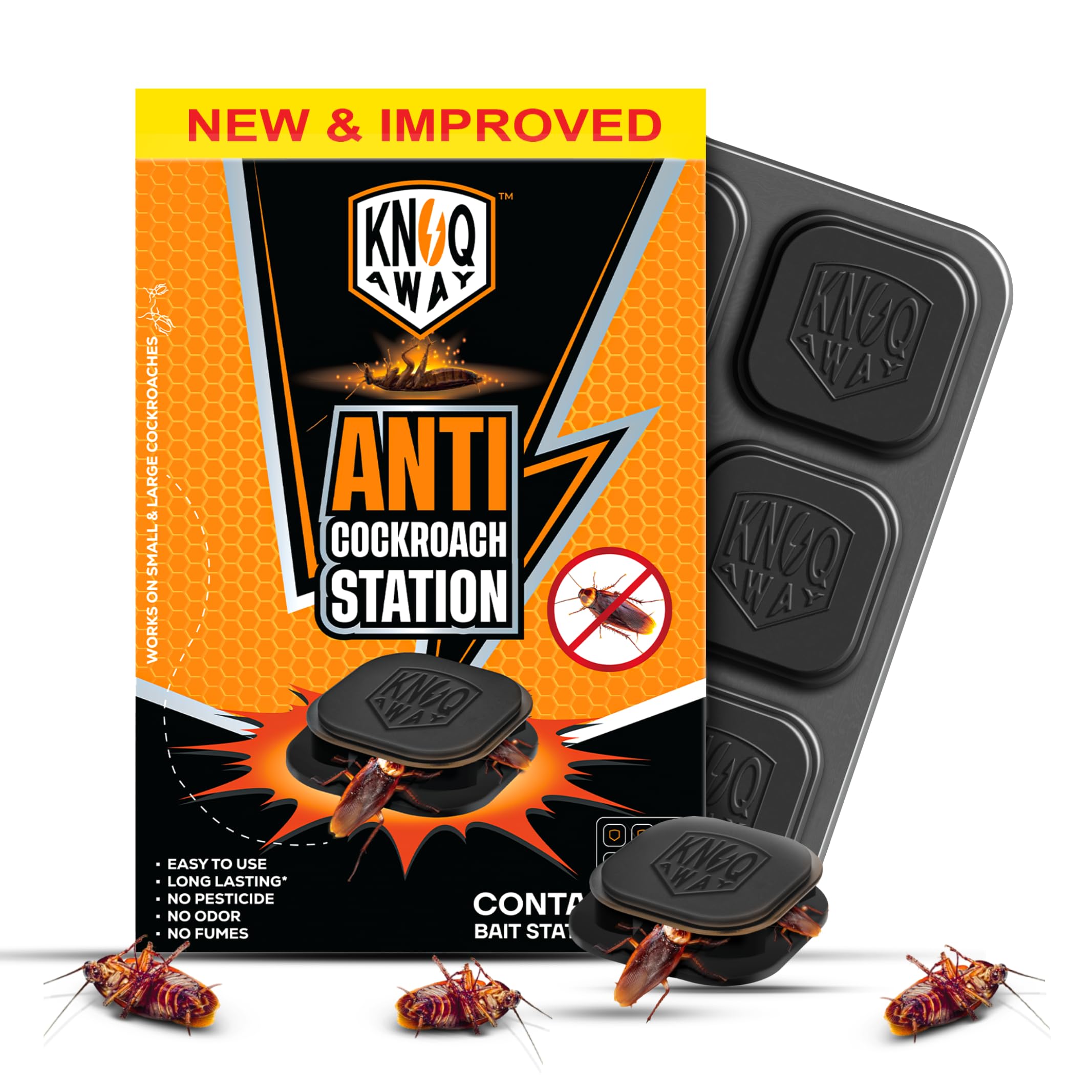 KNOQ AWAY Cockroach Bait, Alternative to Anti-Cockroach Gel, Roach Paste, Roach Gel, RoachPellet/Powder & Cockroach Spray. Repellant for Home,Kitchen, & Hotels (Pack of 6 Baits)