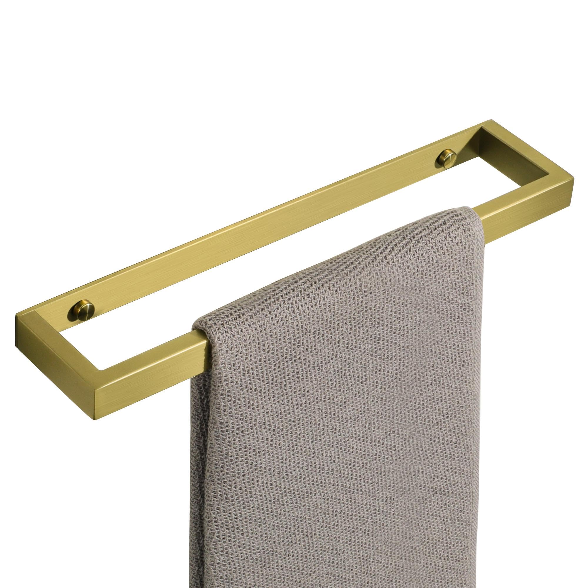 SAYAYO Towel Rail Hand Towel Holder for Bathroom Self Adhesive & Screw Towel Ring SUS304 Stainless Steel 30CM Wall Mounted No Drilling, Gold