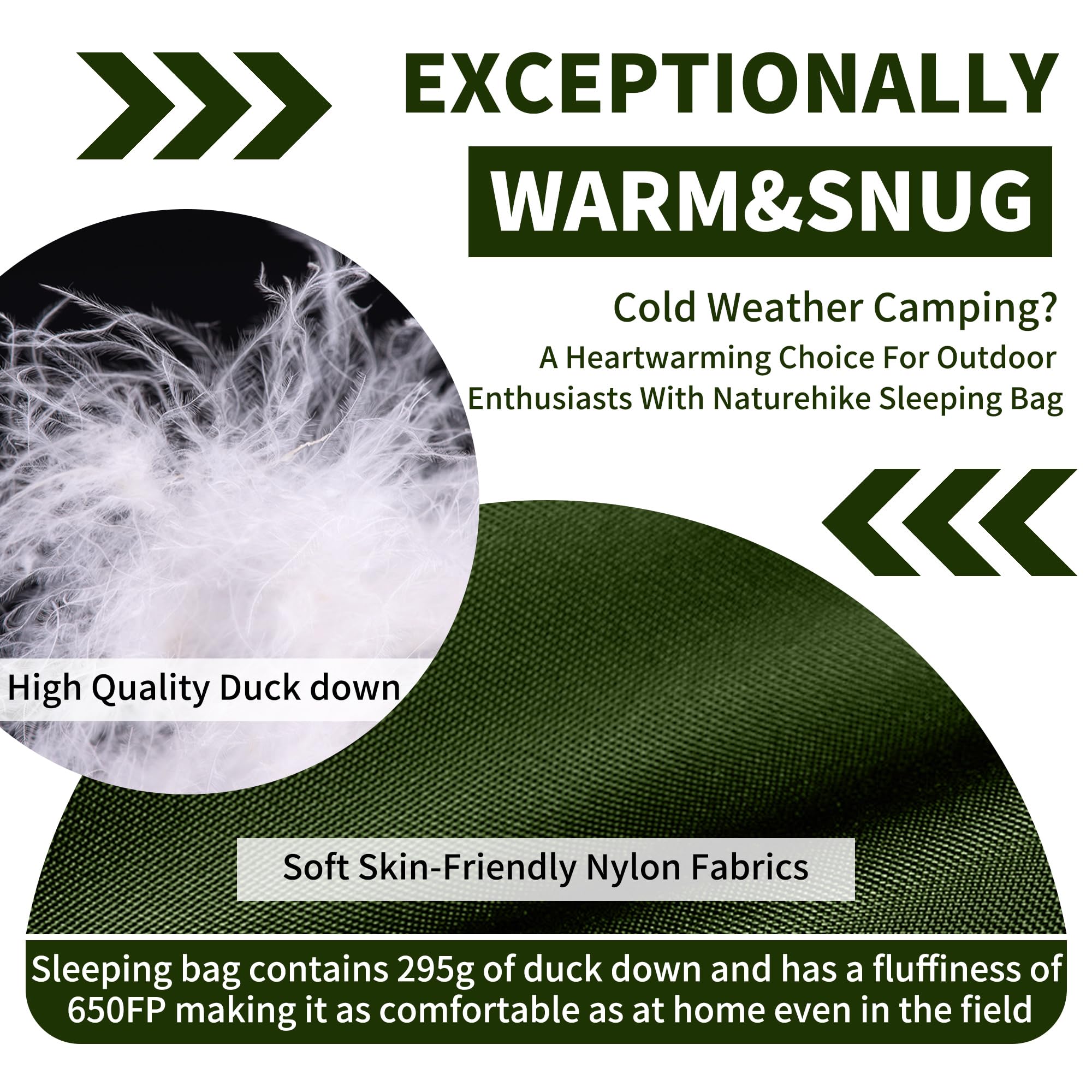 Naturehike Daunenschlafsack Ultraleicht Schlafsack Kompakte Tragbar Umschlag 650 FP 3-4 Jahreszeiten Winterschlafsack mit Kleines Packmaß für Outdoot Camping