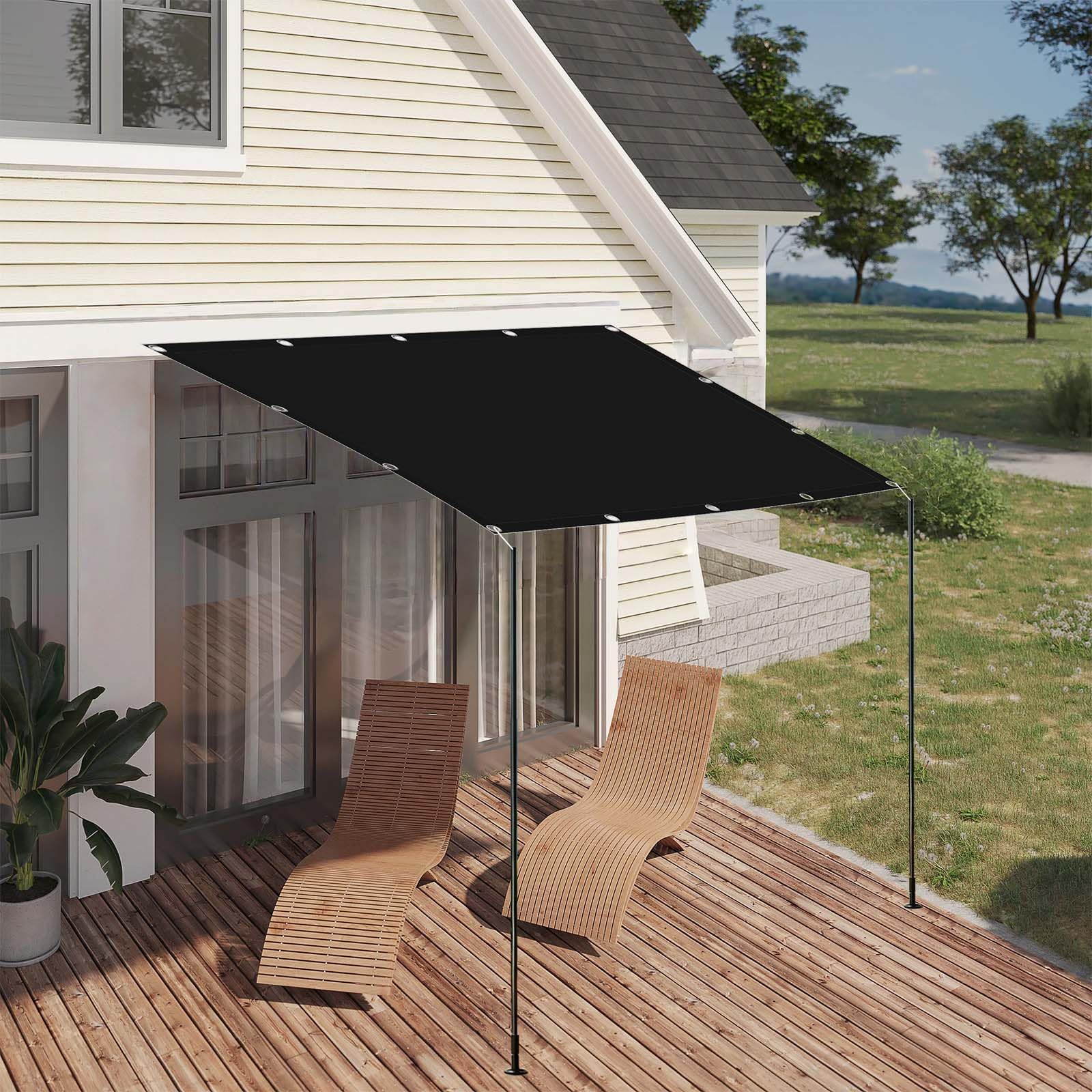 Voile d'ombrage pour patio et terrasse rectangulaire 130 x 525 cm noir