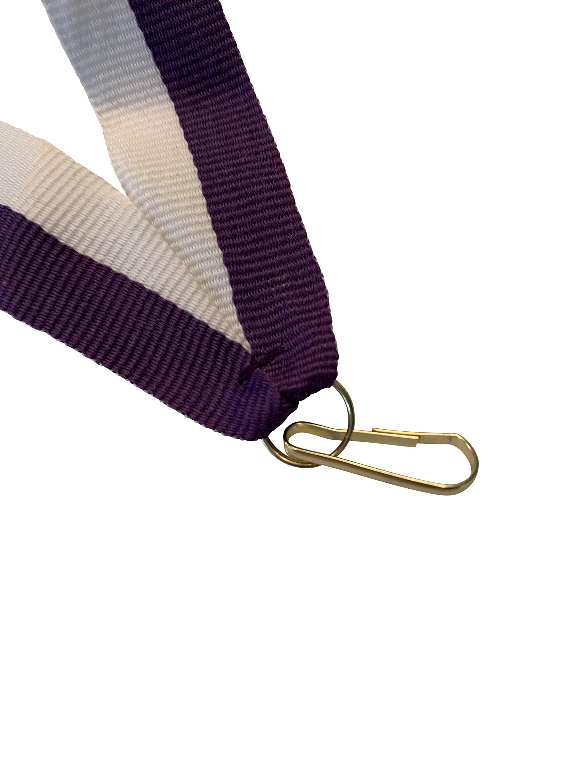 Purple and White Neck Ribbons for Medals with Snap Clips Flat Lanyard Award (Pack of 10)