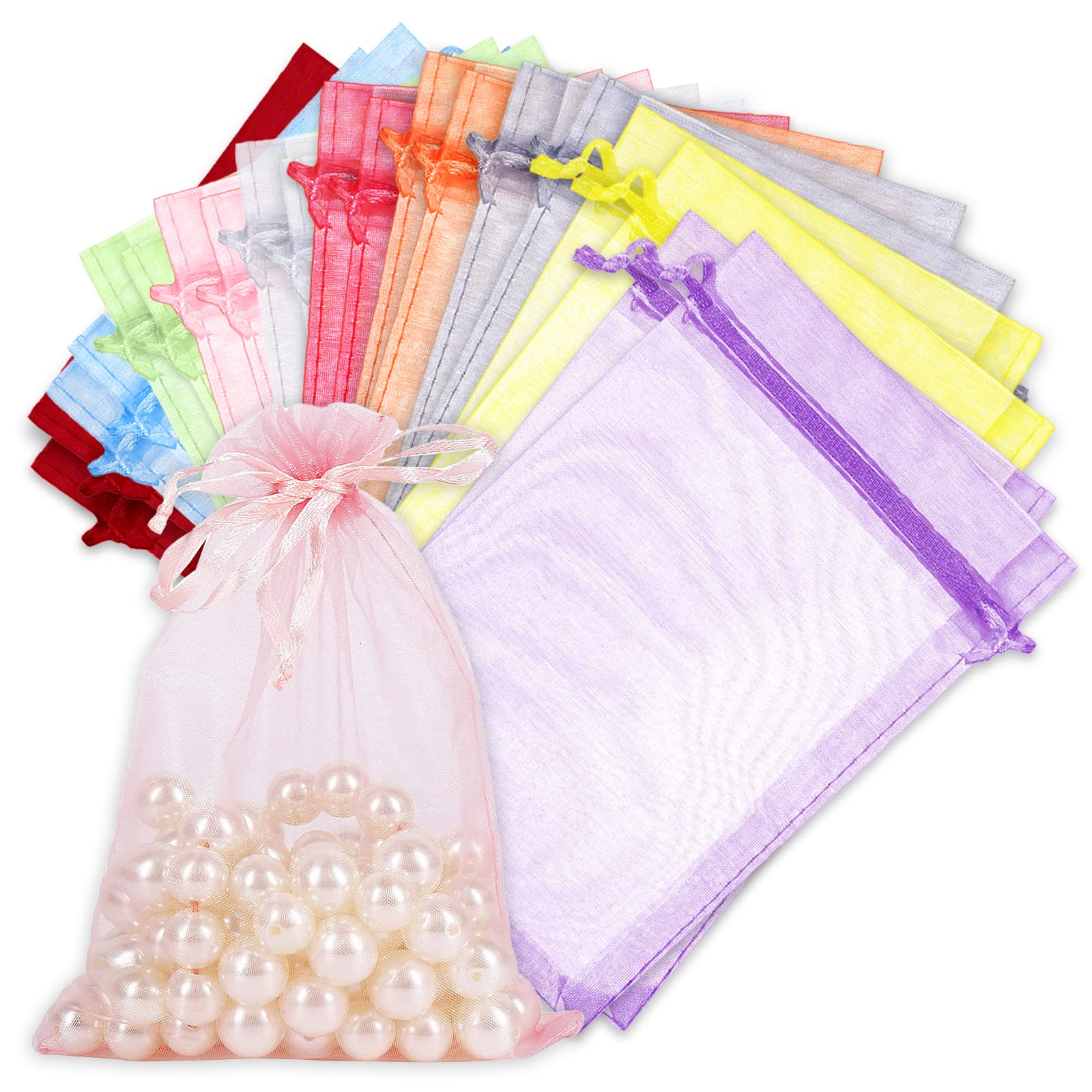 Organza Bags, 50 Pcs Drawstring Gift Mesh Bag, Wedding Favor Bags for Festivals Packaging Jewellery, Chocolates, Candy