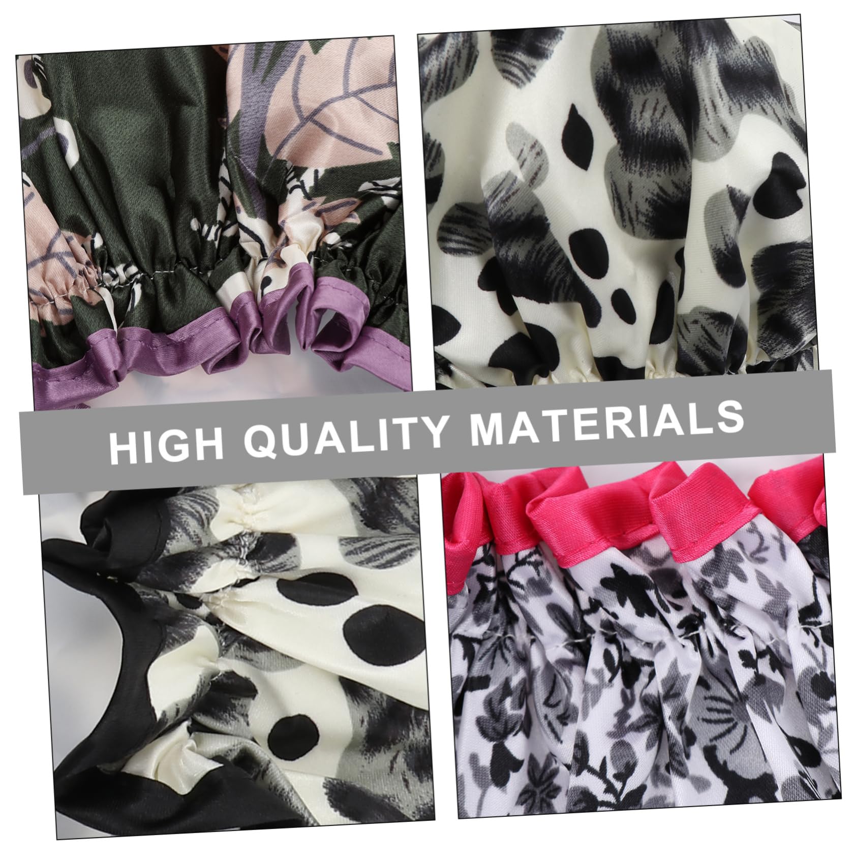 Healvian 9stücke Wasserdichte Duschhauben Aus Satin Für Damen Elastische Badekappen Doppellagig Langlebig Für Haarpflege Und Schlafschutz Verschiedenen Designs Lilien Kleine Schwarze