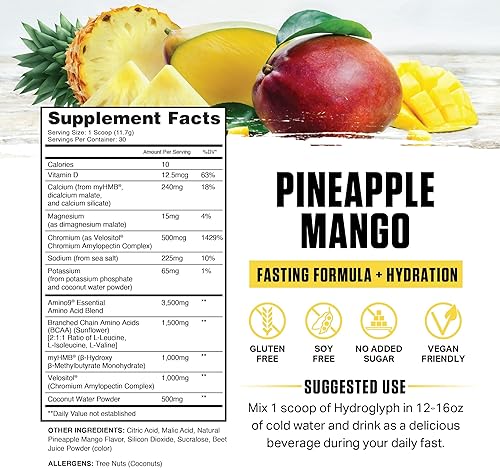 Miniatura 2 de Ambrosia Hydroglyph Intraworkout Electrolytes Hydration Drink Mix  Polvo de electrolitos sin azúcar con aminoácidos  Apoya el músculo magro durante