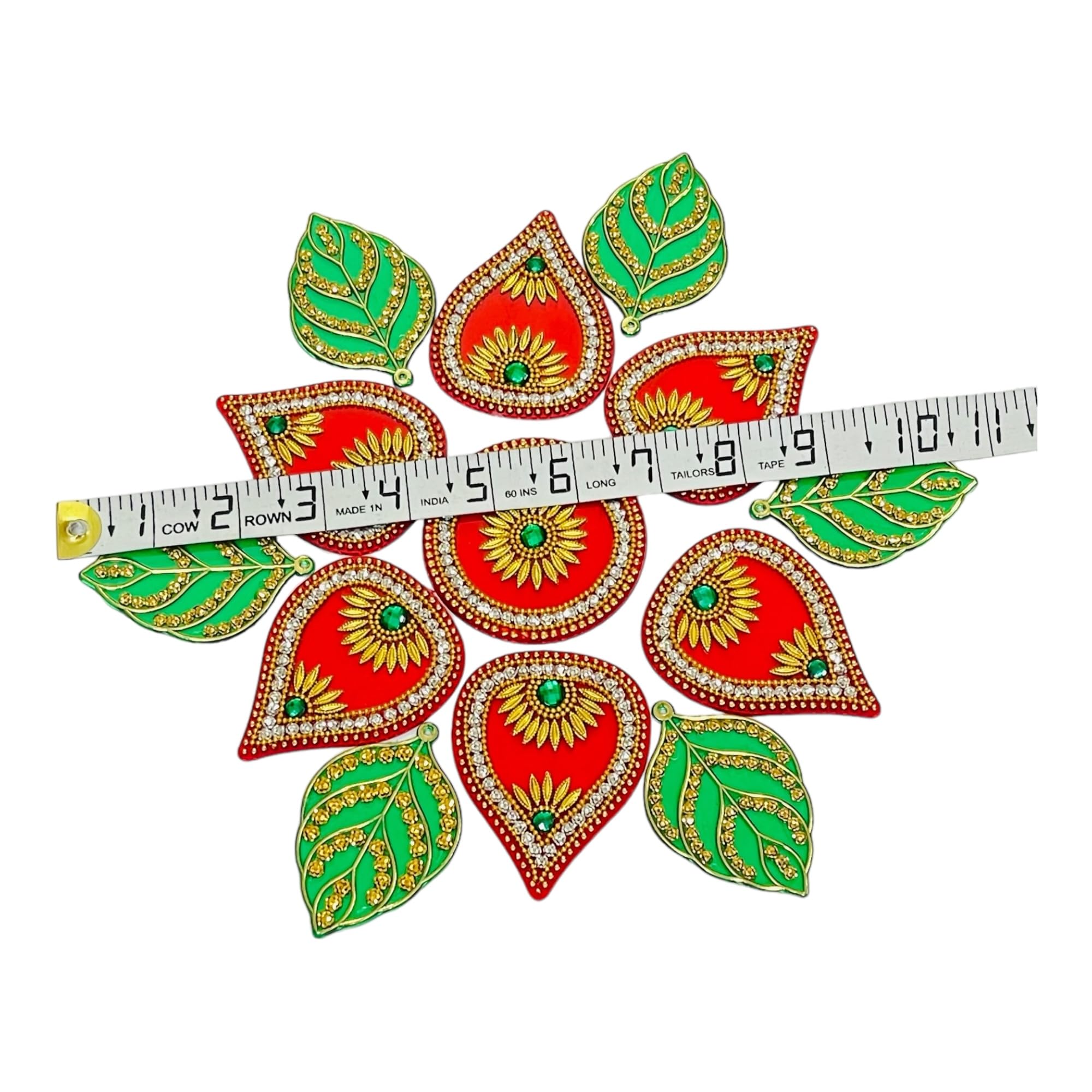 KRIWIN 10 to 11 inches Dia -Floor/Wall/Table Rangoli Decorative Reusable Showpiece (Acrylic) (Leaf)